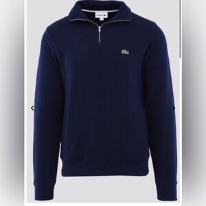 Lacoste Midnight Blue Zip Collar Cotton Sweatshirt